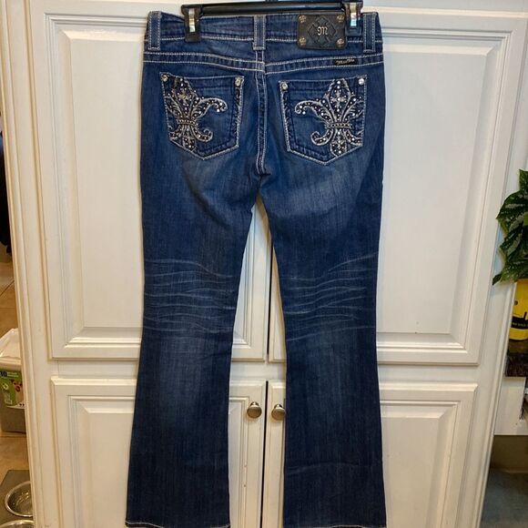 Miss Me Fleur De Lis Jewel Bootcut Jeans JP5347B Size 28 - Picture 5 of 12
